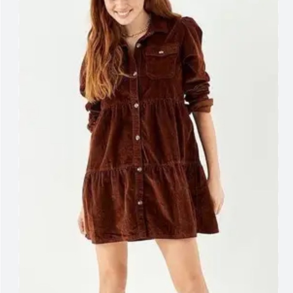 AEO Corduroy Button Down Shirt Dress